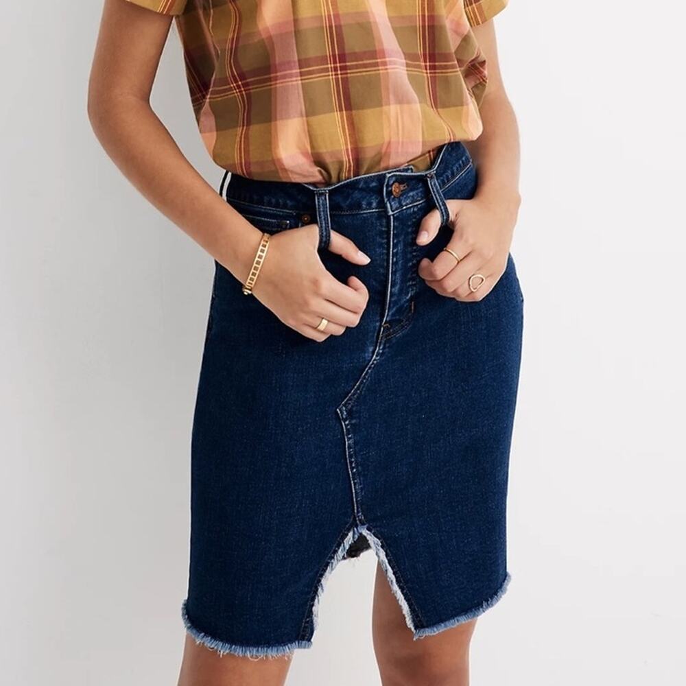 Madewell Womens 23 Pegged Denim Skirt Bellhaven Wash Cutout Edition K9569